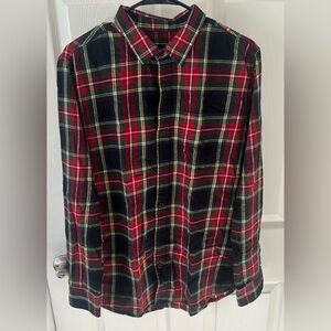 Men's Plaid Flannel Shirt - Red